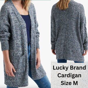 Lucky Brand Womens Venice Marl Open Front Cardigan Size M Chunky Pockets Texture